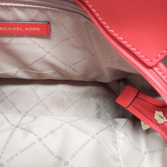 NEW Michael Kors Red Orange Large Tote Purse - Picture 7 of 11